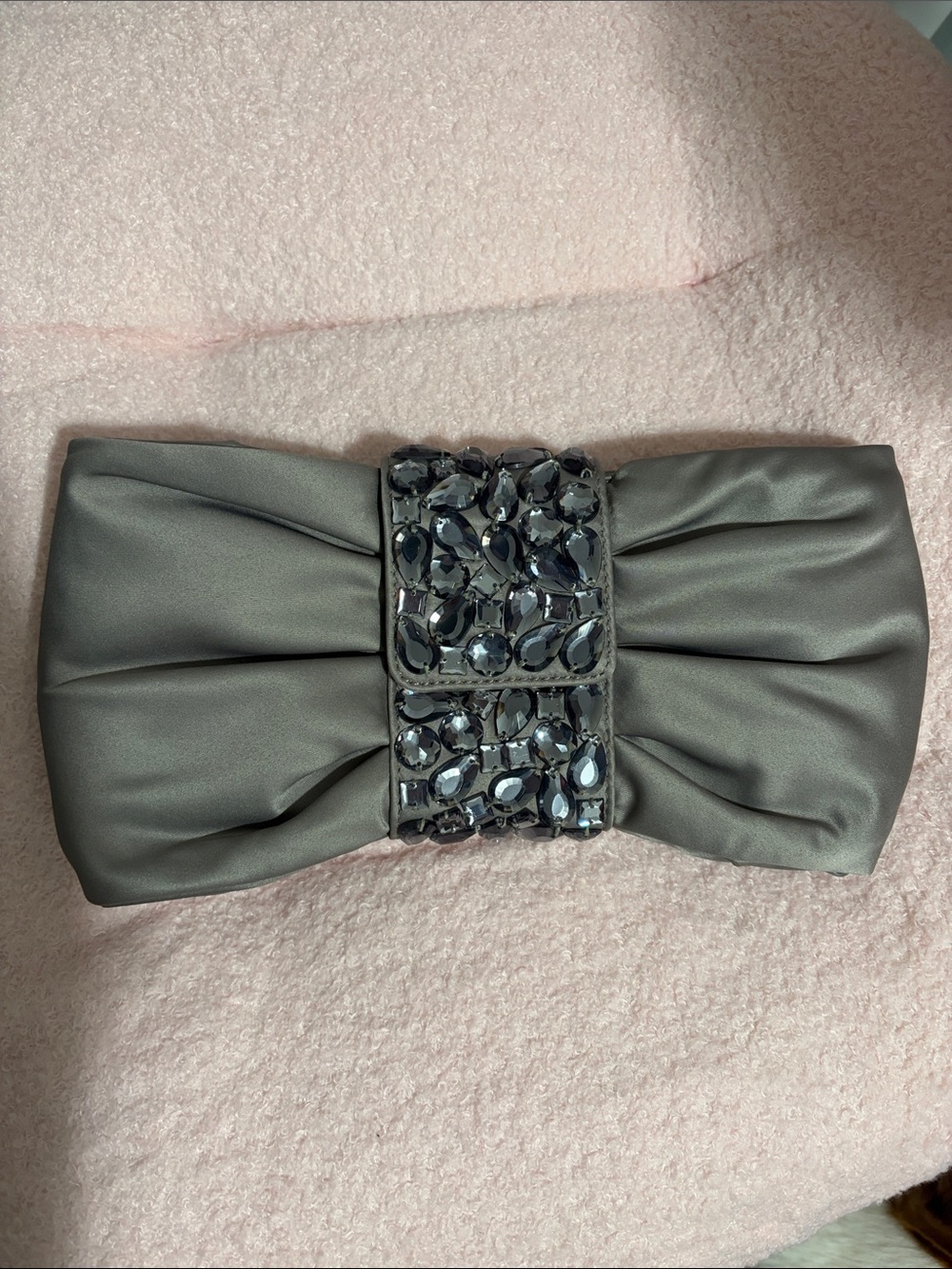 Banana Republic Gunmetal Gray Jeweled Bow Clutch